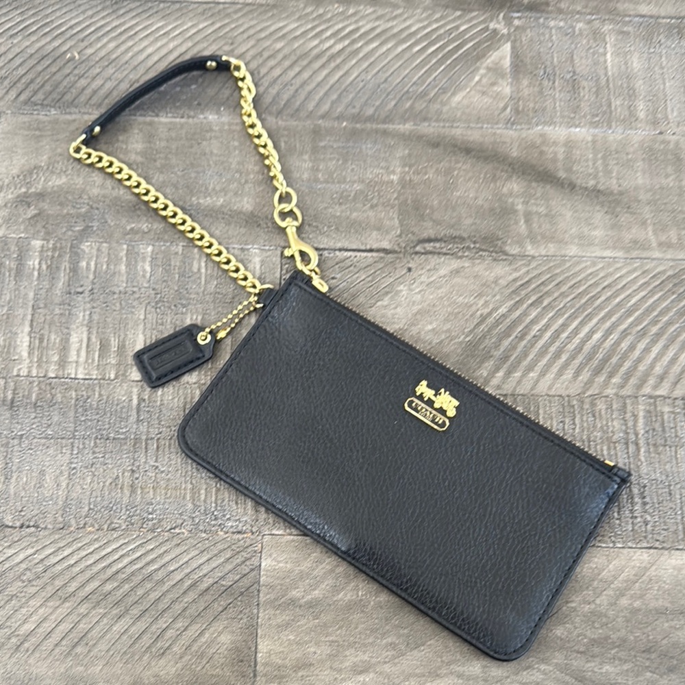 Coach Black and Gold Wristlet